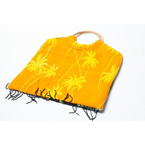 Vtg CZ Cover Up Sequined Dress & Beaded Purse Orange Yellow Blue Sequined Parrot - Picture 4 of 10